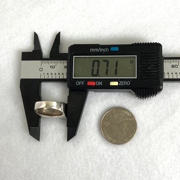 VTG Sterling Silver 925 7 Row Marcasite Rectangular Wide Band Ring Sz 5.5 - Picture 14 of 16